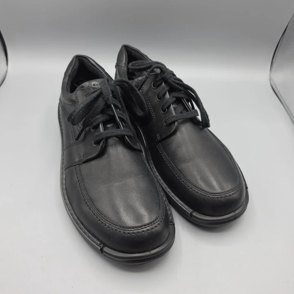 Ecco Shoes Mens 42 Black Leather Oxford Casual Business Comfort Lace Up